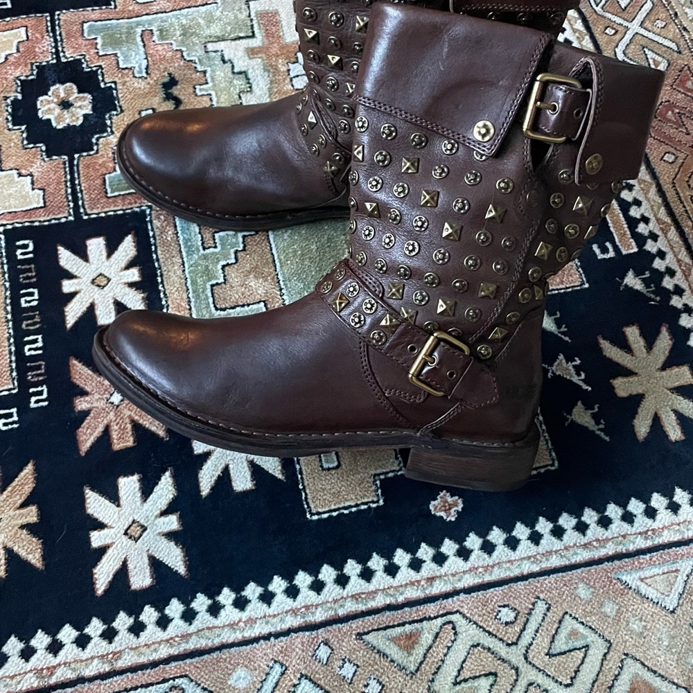 Studded Brown Ankle Boots - Picture 5 of 11